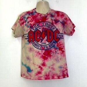 AC/DC - Colorful Tye Dye AC/DC For Those About To Rock T Shirt Size Small